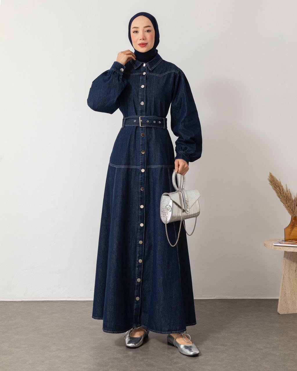Robe Chemise Ceinturée en Jean