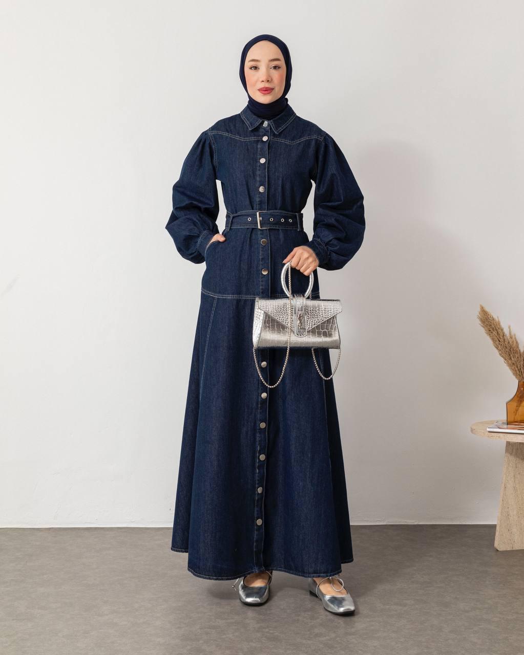 Robe Chemise Ceinturée en Jean