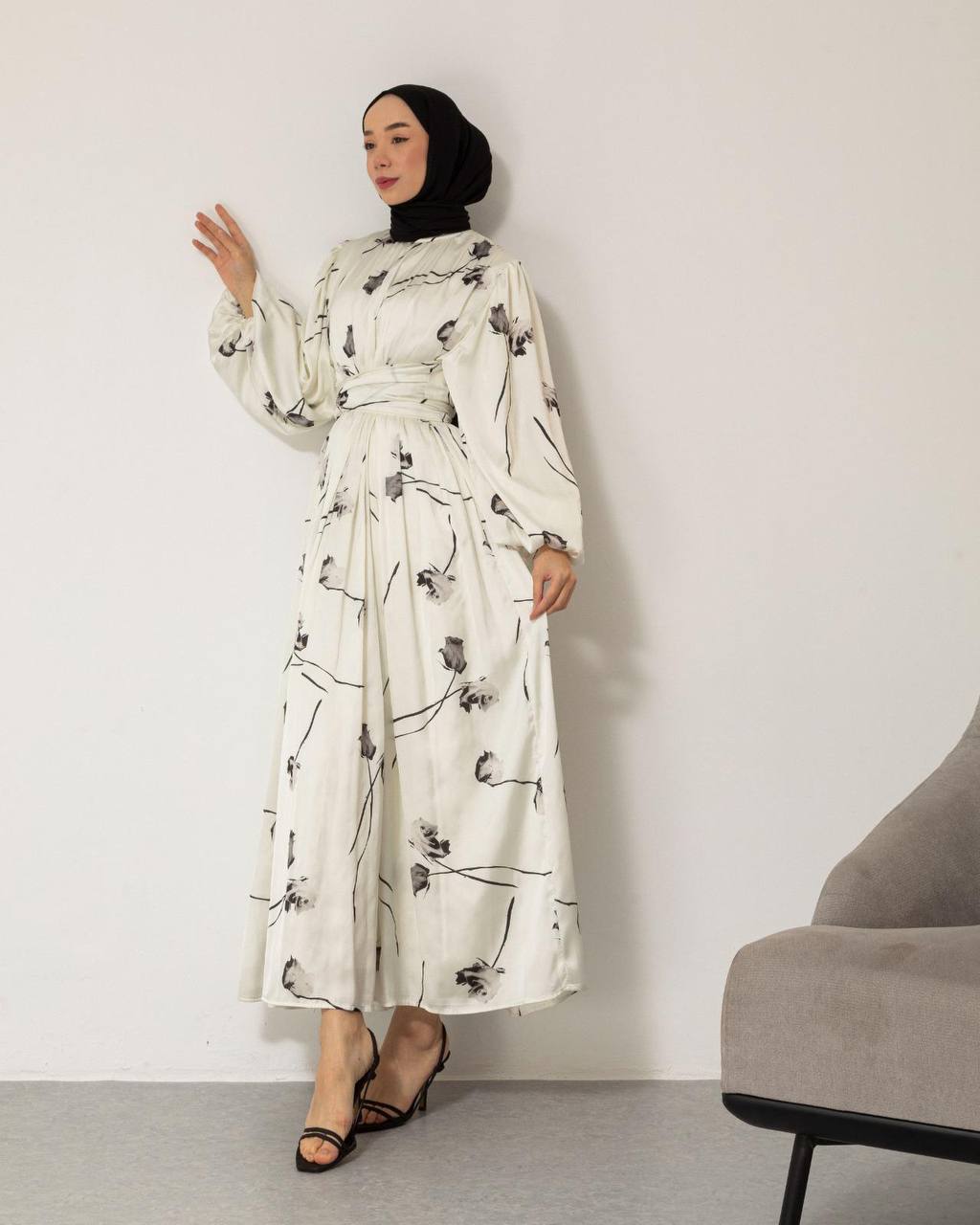 Robe Longue Imprimée Ceinturée