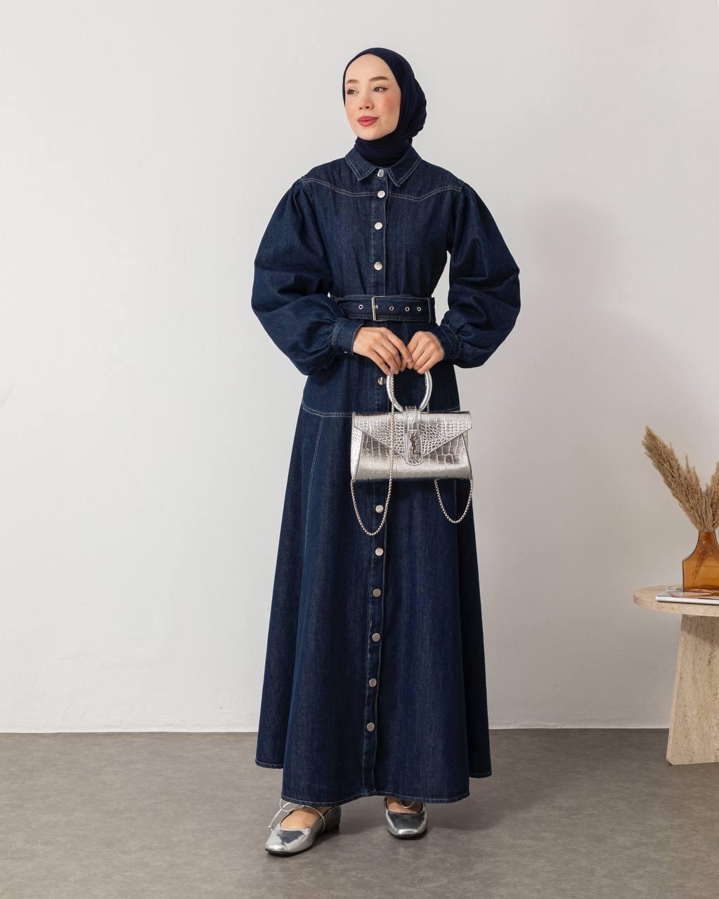Robe Chemise Ceinturée en Jean