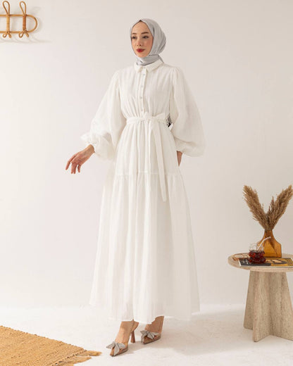 Robe Longue Asymétrique Ceinturée