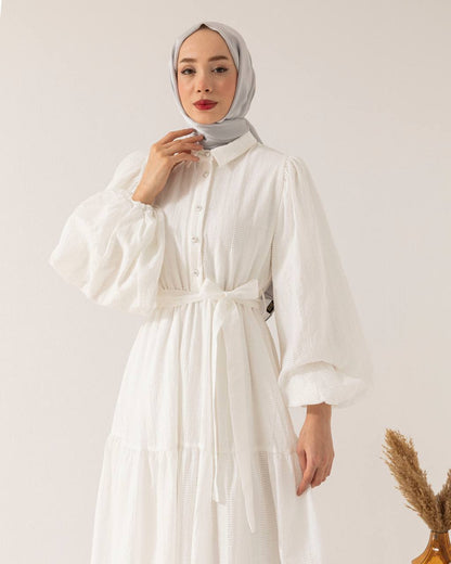 Robe Longue Asymétrique Ceinturée