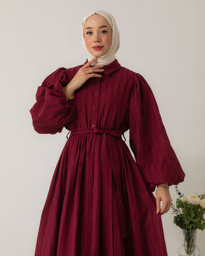 Robe Longue Boutonnée avec Ceinture