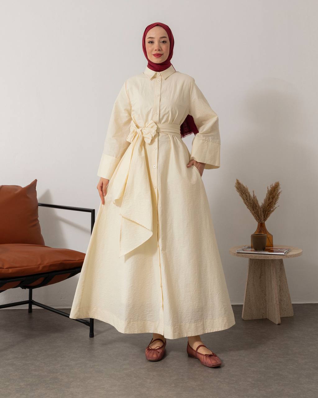 Robe Longue Asymétrique Ceinturée