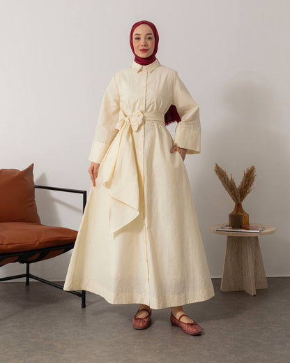 Robe Longue Asymétrique Ceinturée