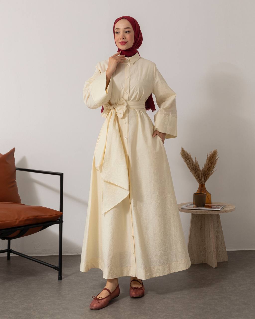 Robe Longue Asymétrique Ceinturée