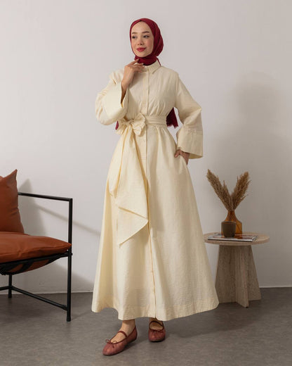 Robe Longue Asymétrique Ceinturée