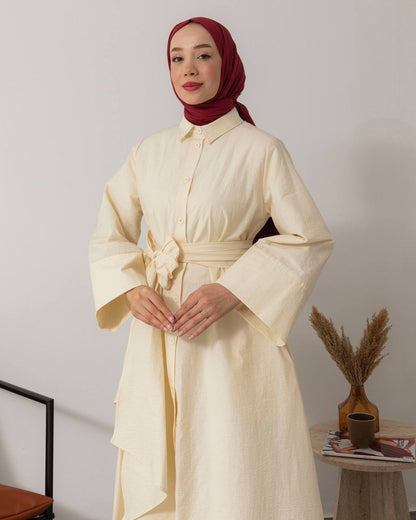 Robe Longue Asymétrique Ceinturée