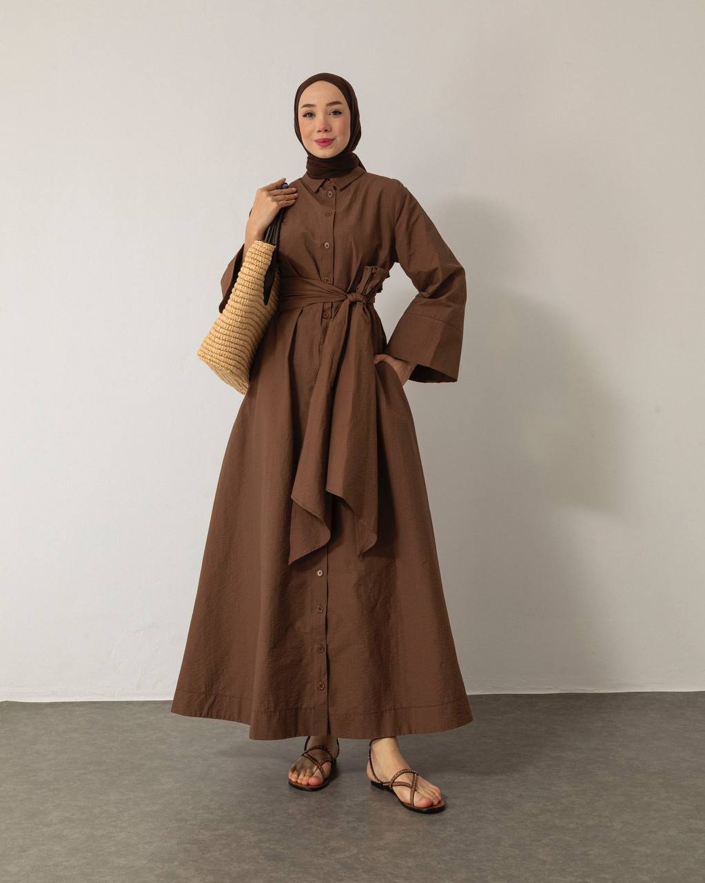 Robe Longue Asymétrique Ceinturée