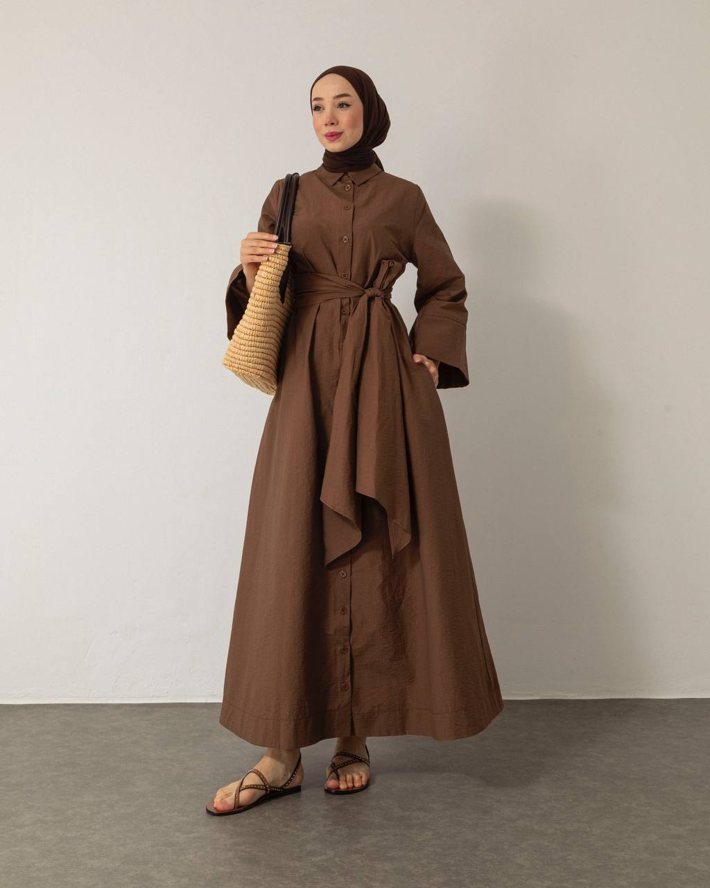 Robe Longue Asymétrique Ceinturée