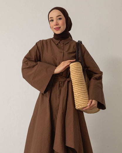 Robe Longue Asymétrique Ceinturée