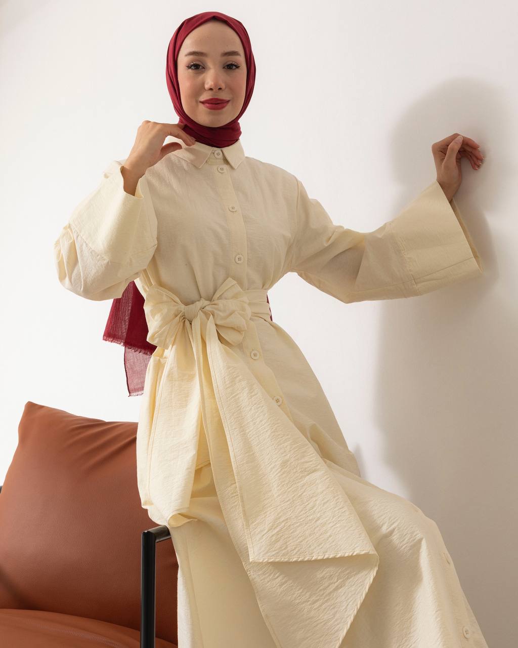 Robe Longue Asymétrique Ceinturée