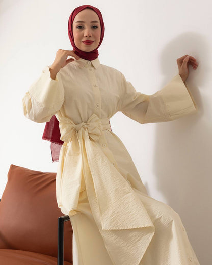 Robe Longue Asymétrique Ceinturée