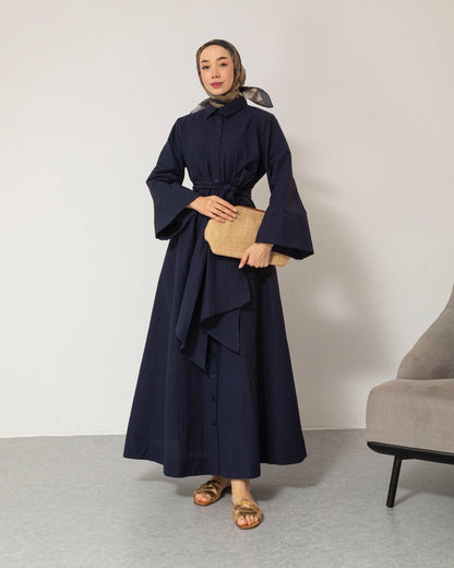 Robe Longue Asymétrique Ceinturée