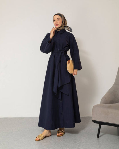 Robe Longue Asymétrique Ceinturée