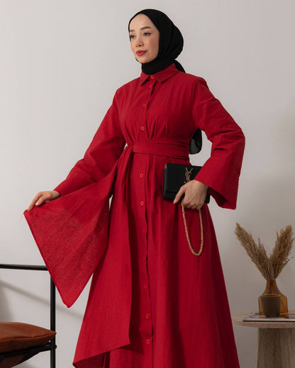 Robe Longue Asymétrique Ceinturée