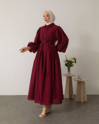 Robe Longue Boutonnée avec Ceinture